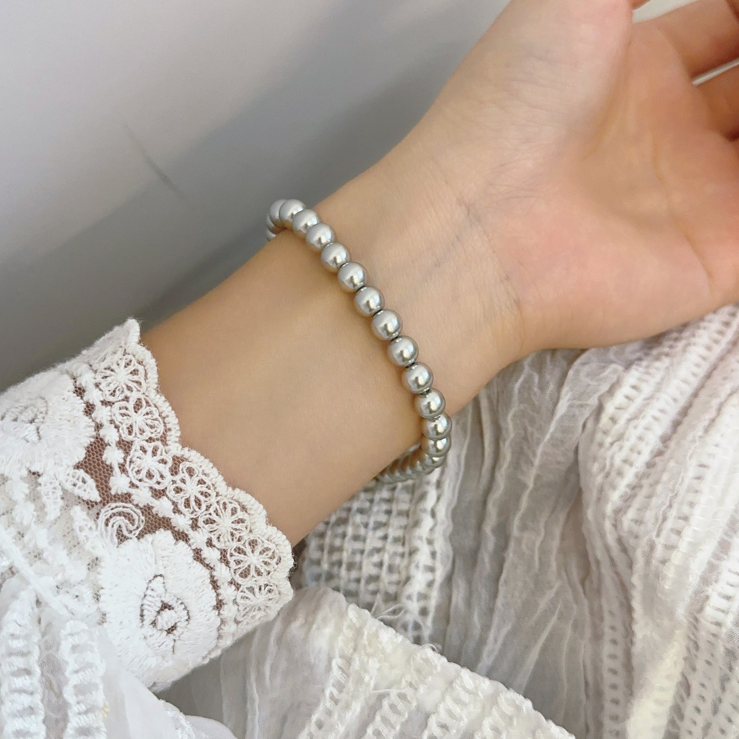 Platinum Sier Gray Beads Design Exquisite Bracelets