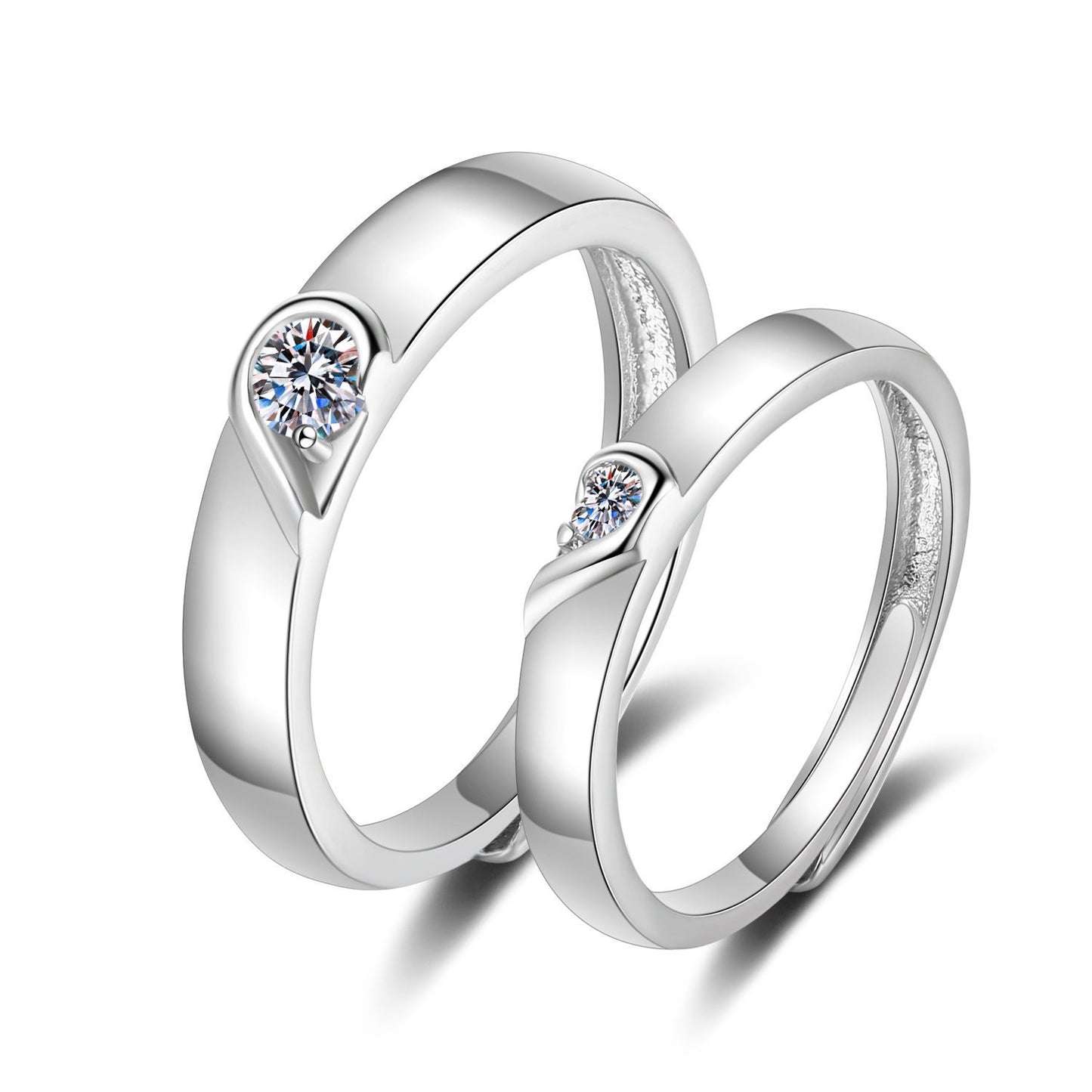 Women's & Men's Couple Sier Plated Jewelry Open Live Rings