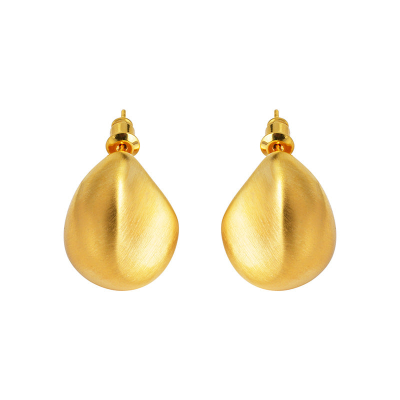 Irregular Metal Brushed Water Drop Ear Earrings
