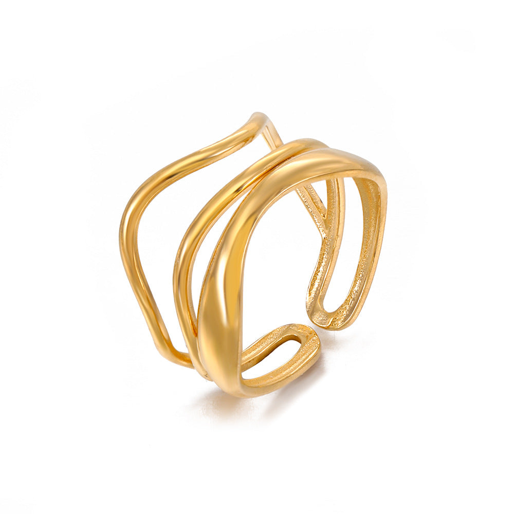 Steel Female Temperamental Popular Gold-plated Line Rings