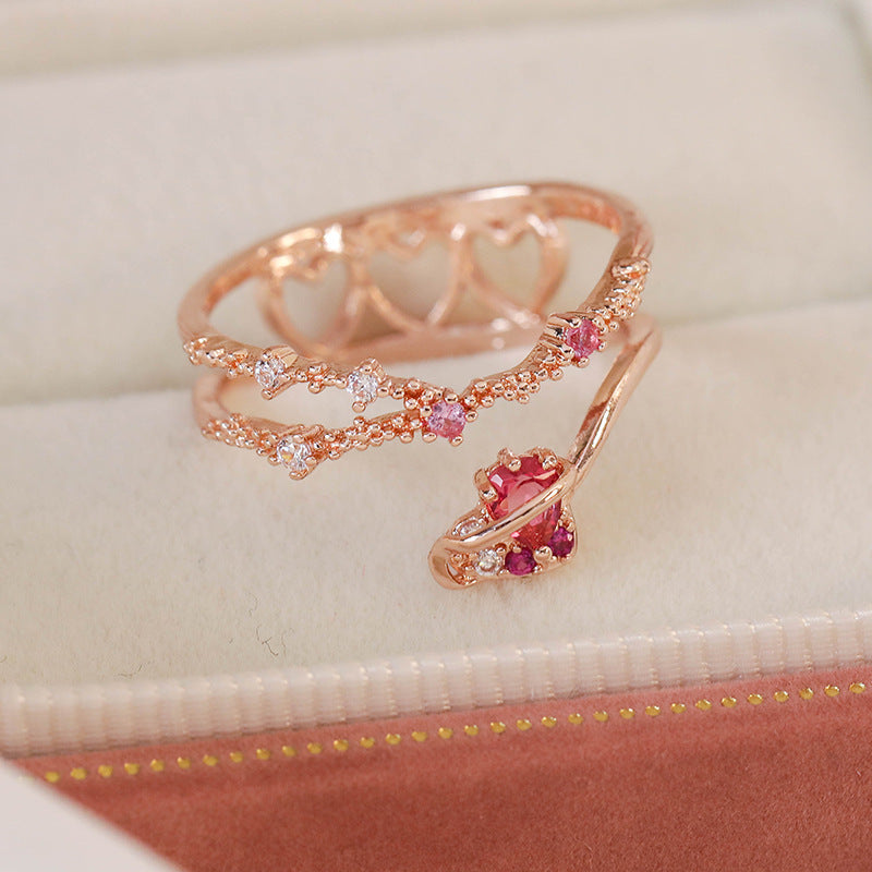 Micro Inlaid Zircon Niche Design Adjustable Rings