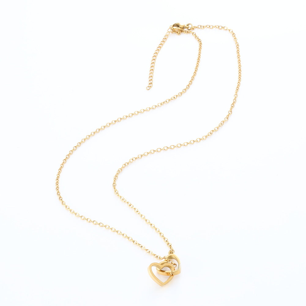 Name Lettering Fashion Short Heart-to-heart Double Necklaces