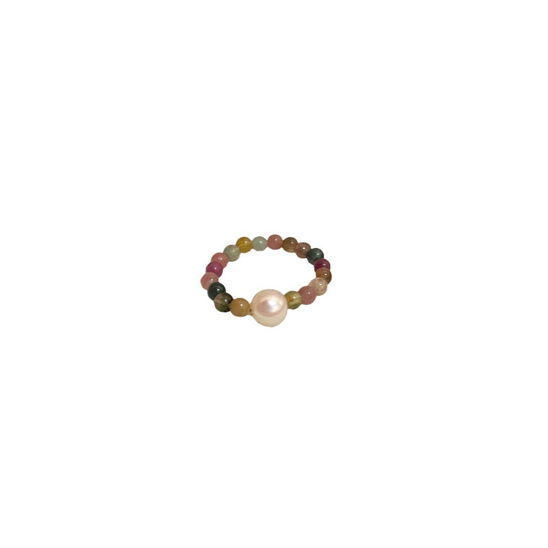 Natural Stone Tourmaline Pearl Suit Design Index Finger Rings