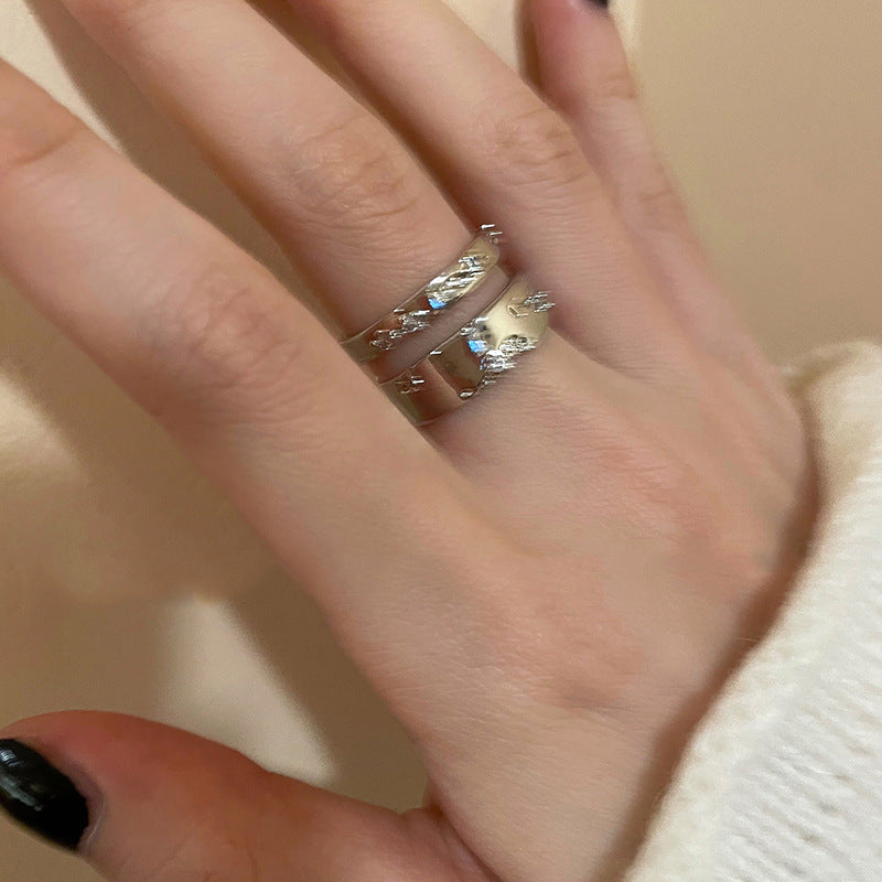 Broken Zircon Female Cold Wind Couple Rings