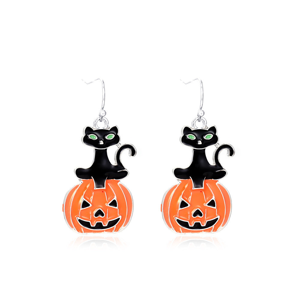 Alloy Funny Fun Ghost Pumpkin Spider Earrings