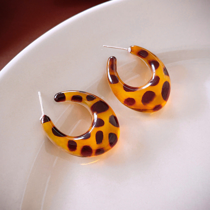 Women's Needle Arc Leopard Print Retro Fashion Earrings