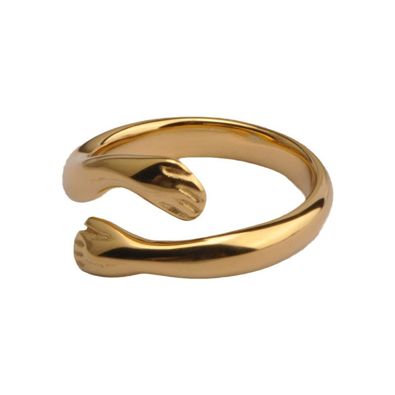 Warm Hug Titanium Steel Gold Plated Rings