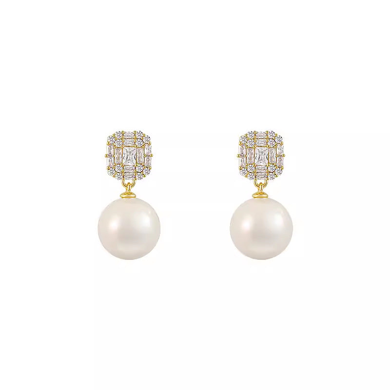 Zircon Pearl Korean Style Light Luxury High-grade Earrings