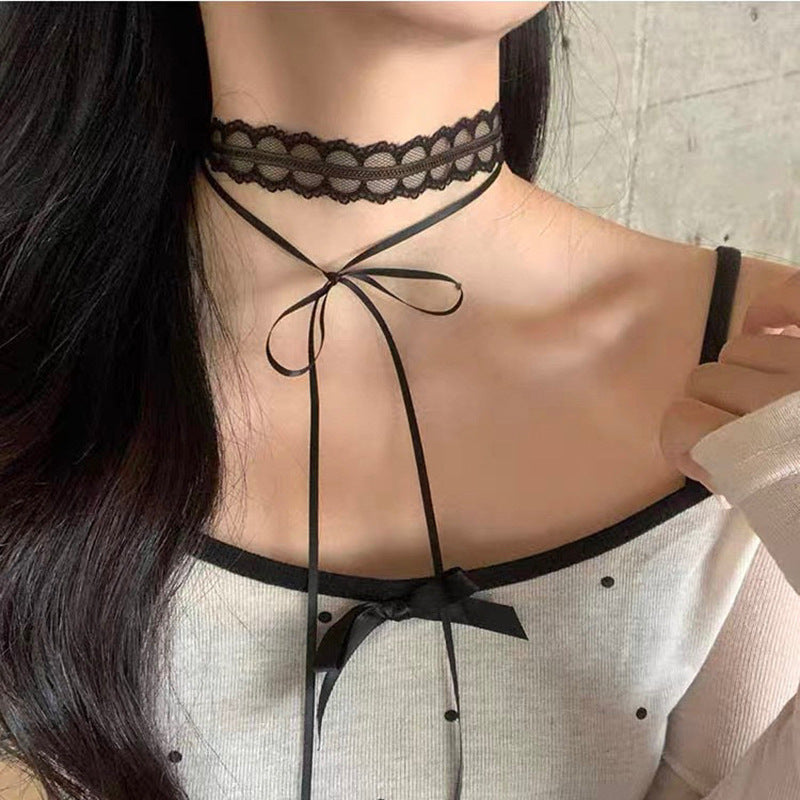 Women's Lace Strap Ornament Bow Neck Band Necklaces