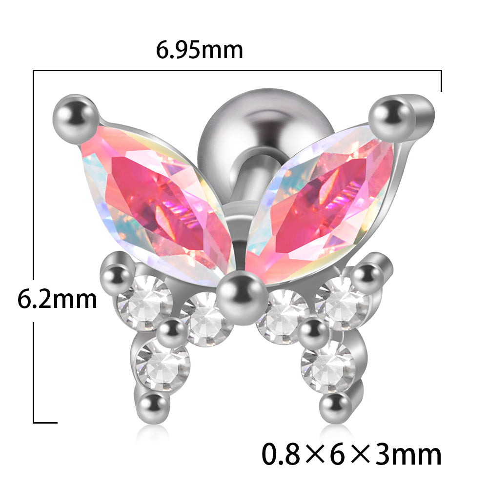 Stainless Steel Fashion Zircon Butterfly Personality Earrings