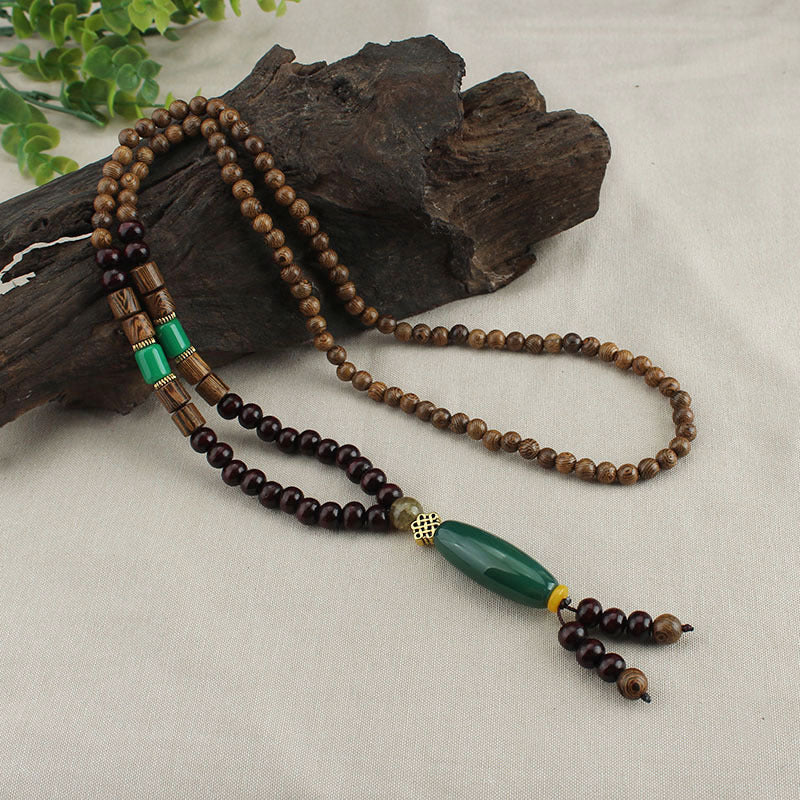 Women's & Men's Style Retro Long Wooden Sweater Chain Necklaces
