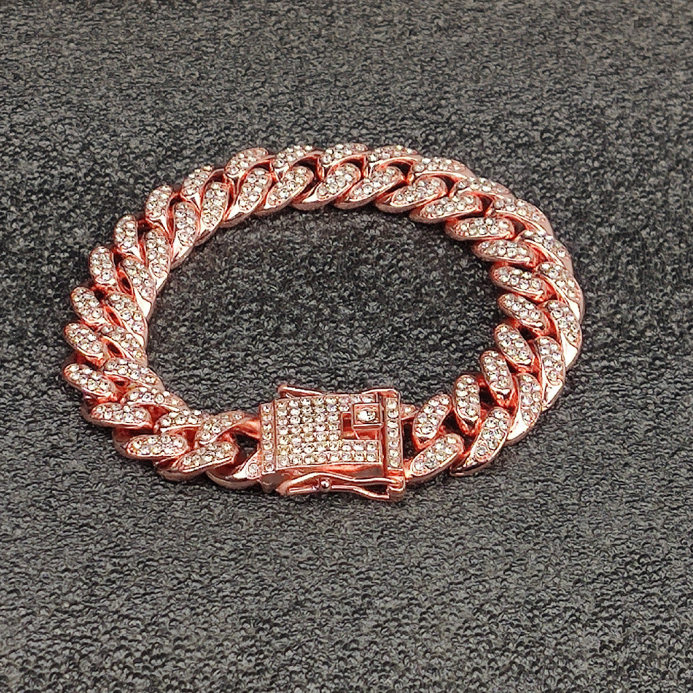 Price Wide Full Rhinestone Hipster Cuban Bracelets