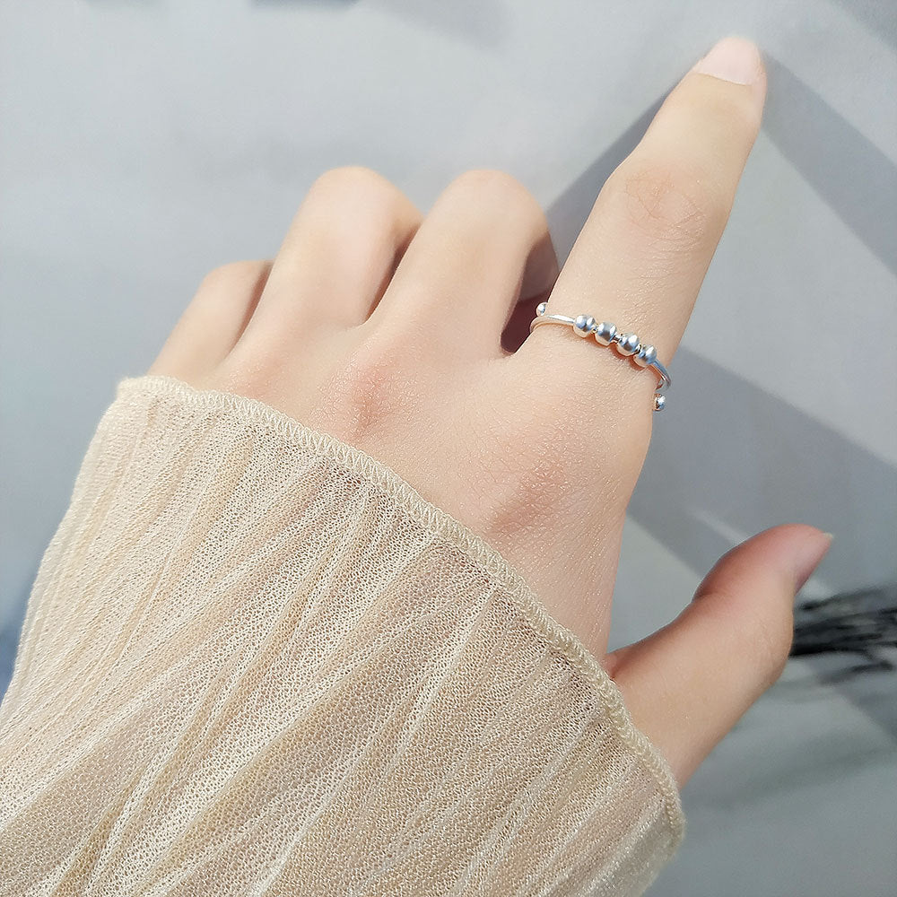 Women's Sterling Sier Rotatable Decompression Anxiety Adjustable Rings