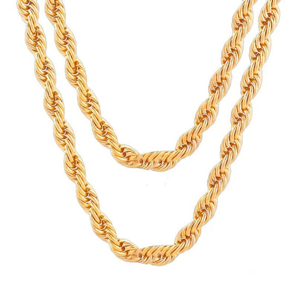 Gold-plated Twist Hemp Rope Long Buckle Necklaces