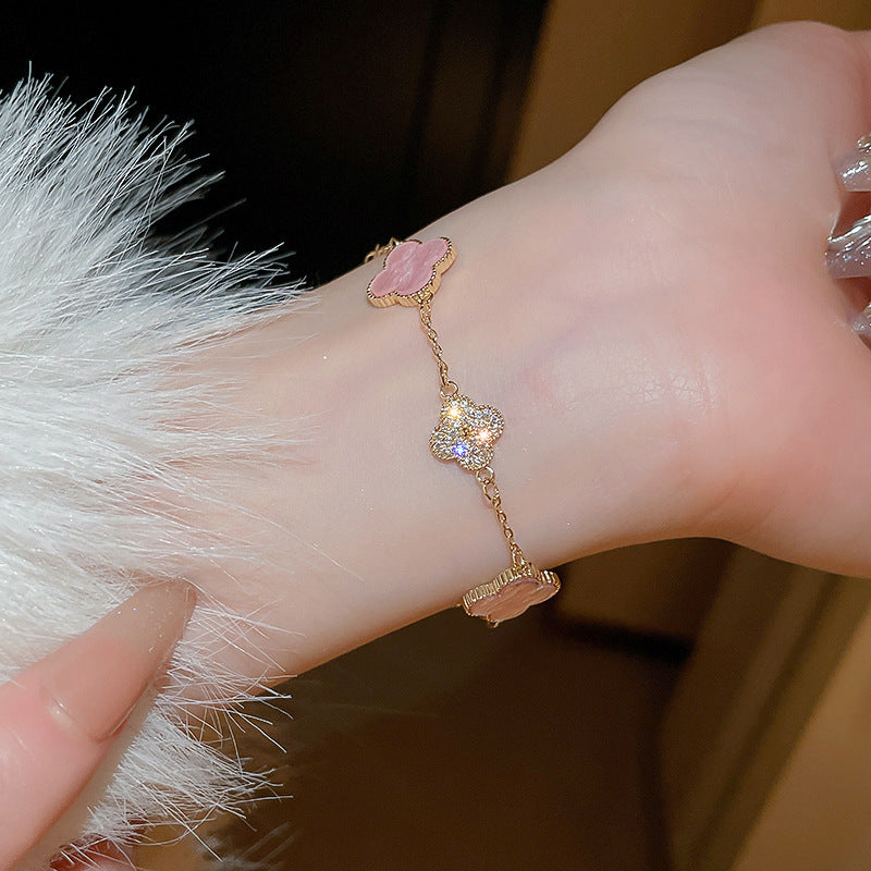 Women's Gold Electroplated Zircon Flower Imitation Fritillary Light Bracelets