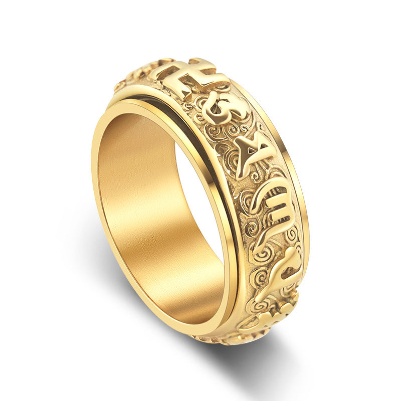 Men's Words Mantra Rotating Titanium Steel Personalized Rings