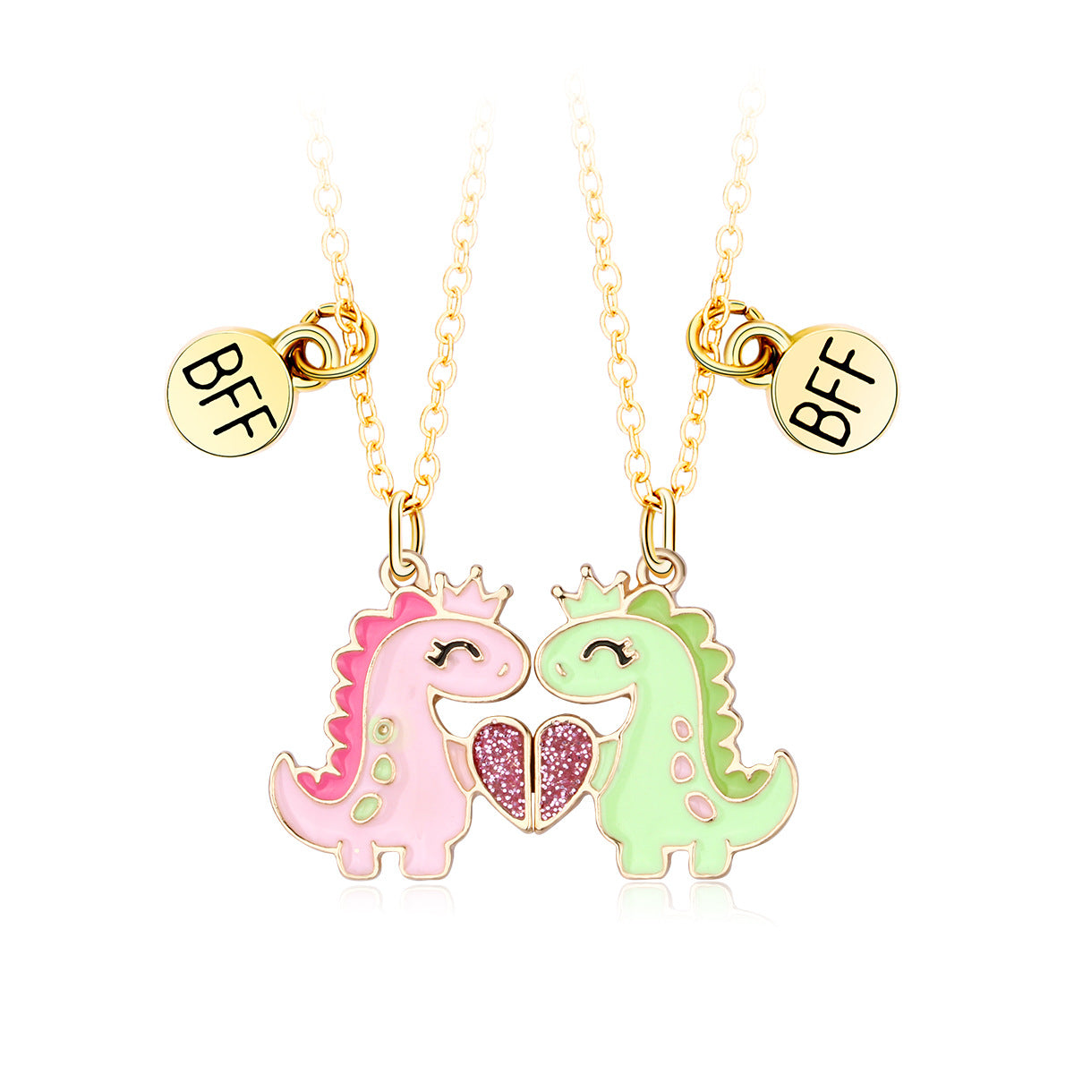 Crown Small Dinosaur Alloy Magnet Love Unisex Necklaces