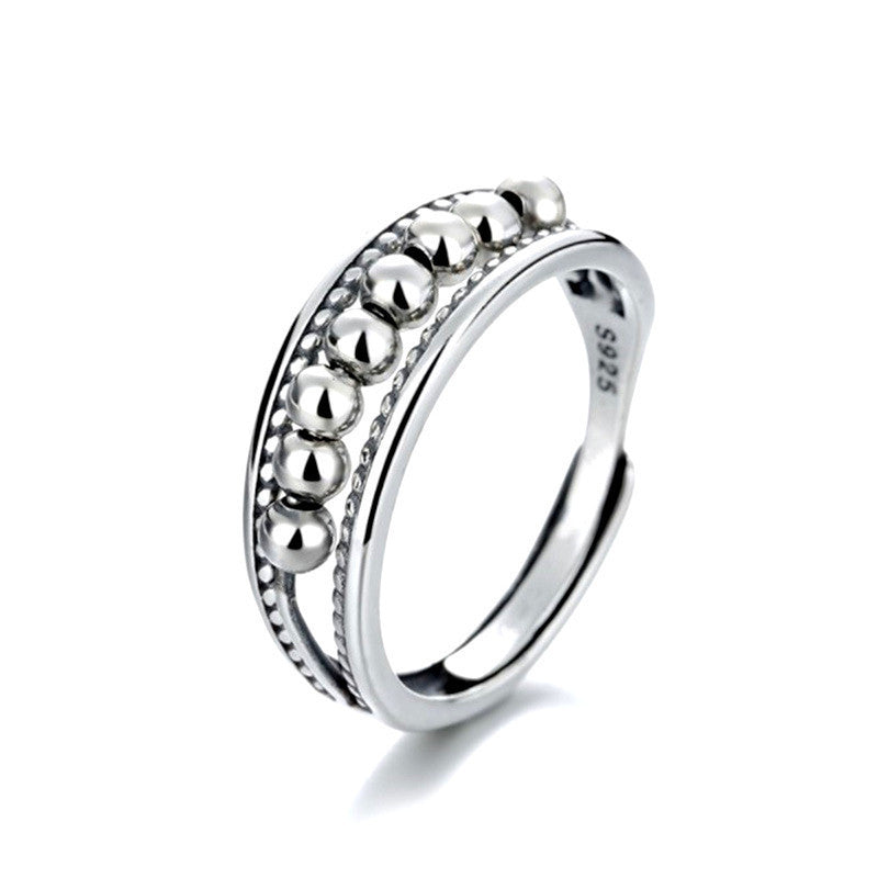 Women's Distressed Thai Sier Anxiety Three-ring Smart Index Rings