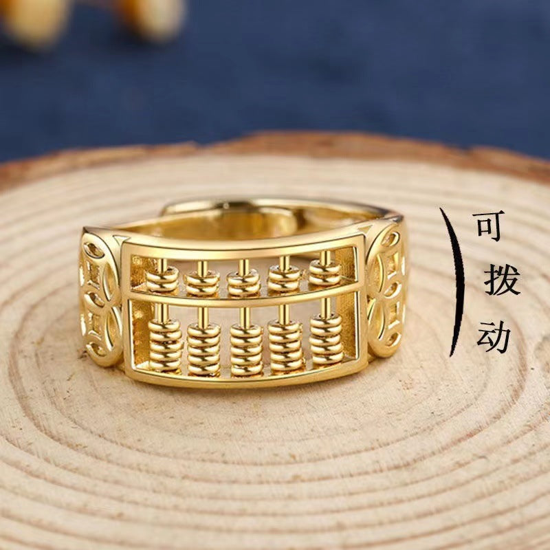 Male Sterling Sier Beads Rotatable Abacus Female Fashion Design Rings