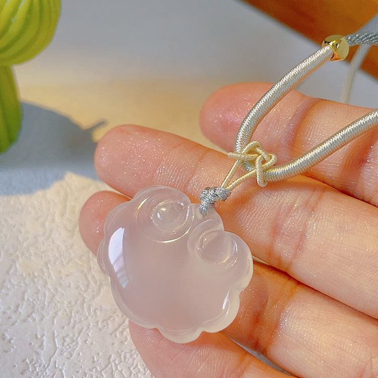 Buckle Chalcedony Fox Gourd Flower Moon Necklaces