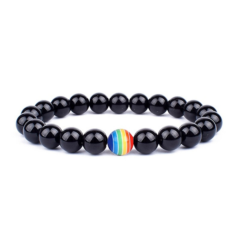 Women's Fashion Ornament Rainbow Beaded White Turquoise Bracelets