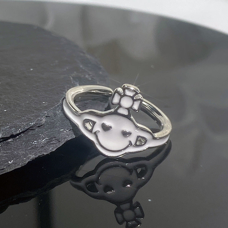 Cream Style Niche Design Personality Cartoon Creative Rings