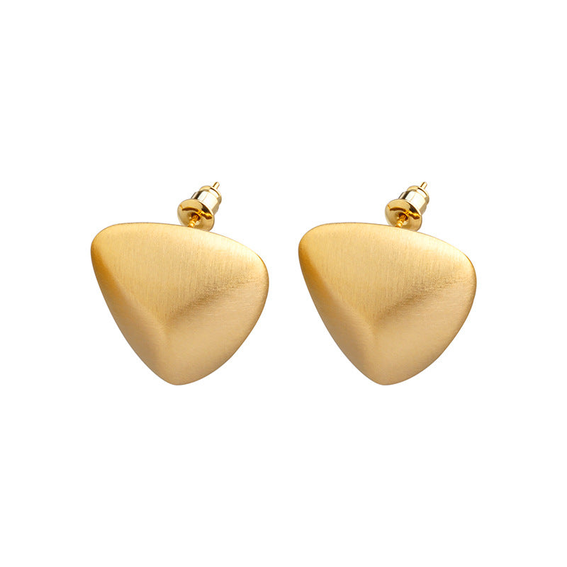 Minimalist Fashion Commuter Brushed Frosted Ball Triangle Earrings