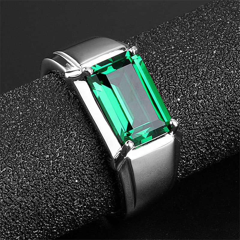 Men's Business Domineering Simulation Sapphire Open Inlaid Zircon Rings