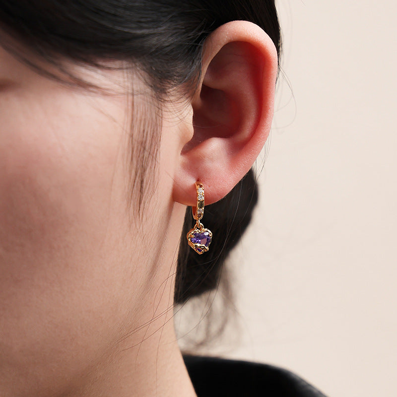 Women's Simple Niche High-grade Zircon Elegant Light Extravagant Love Earrings