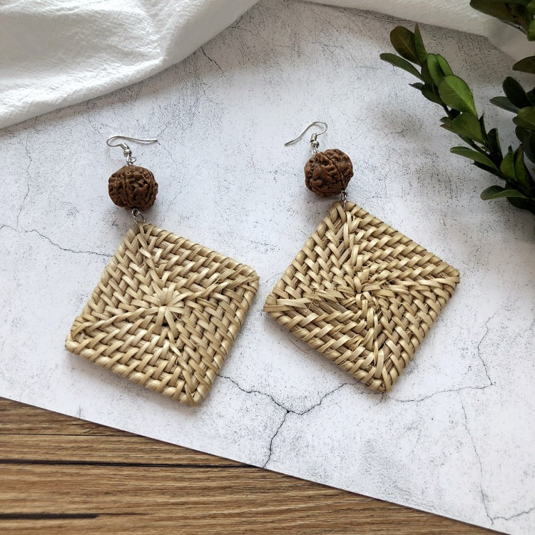 Woven Handmade Bohemian Vacation Female Ethnic Earrings