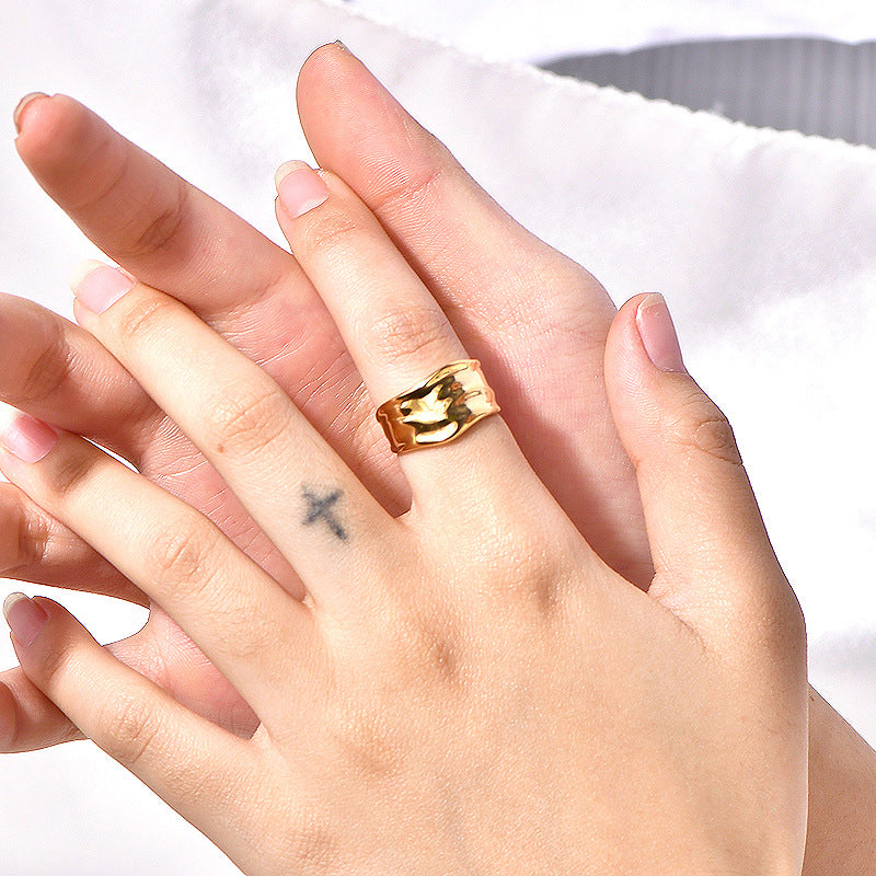 Geometric Irregular Eye-catching Niche Titanium Steel Do Rings