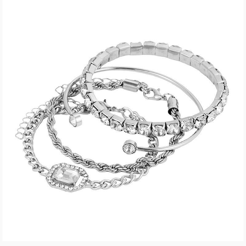 Personalized Punk Twist Diamond Imitation Gem Bracelets