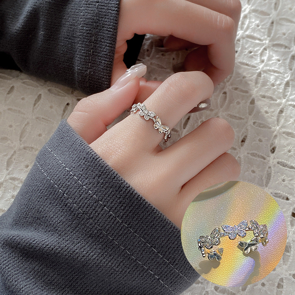 Style Simple Refined Zircon Female Niche Rings