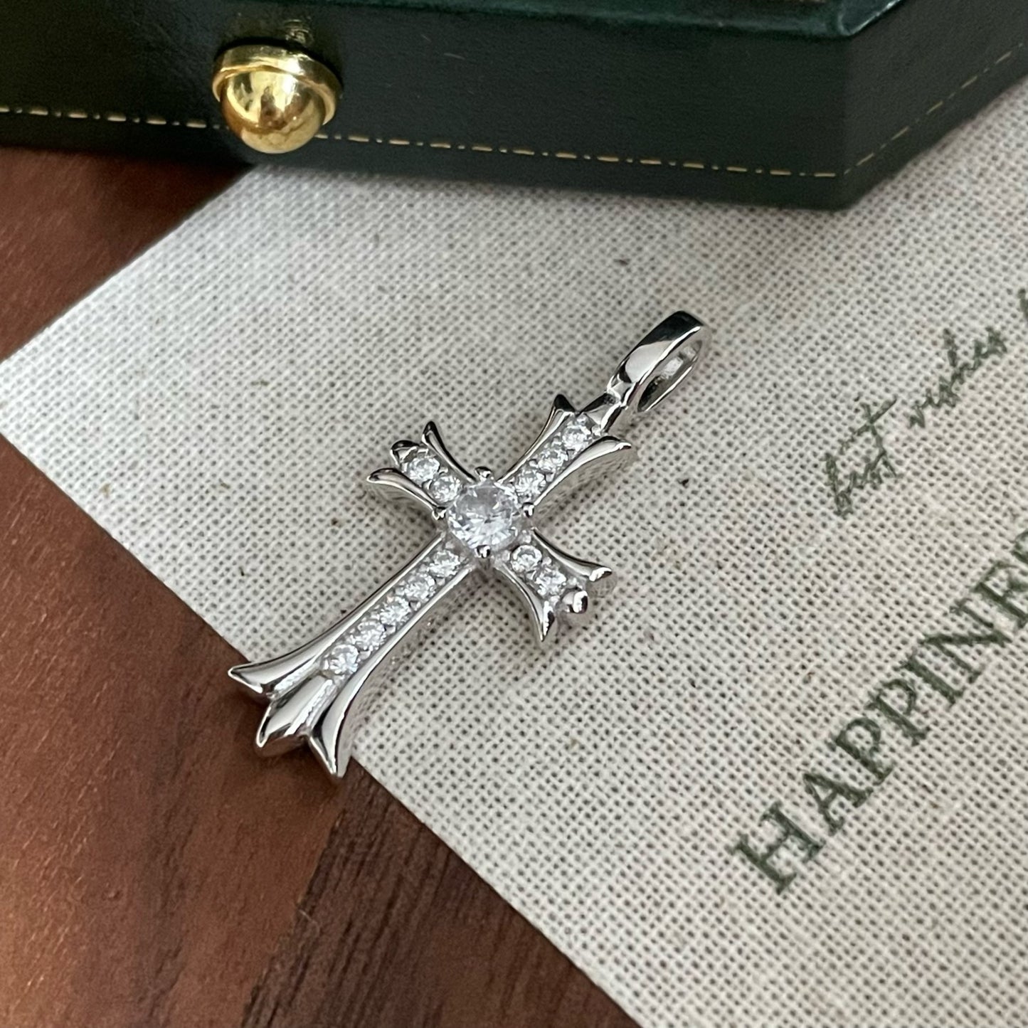Sterling Sier Universal Buckle Purple Cross Jeweled Personality Retro Pendants