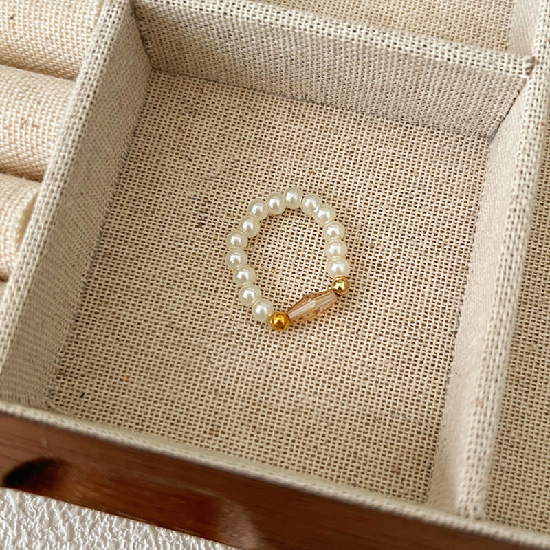 Beads Niche Design Advanced Finger Light Luxury Rings
