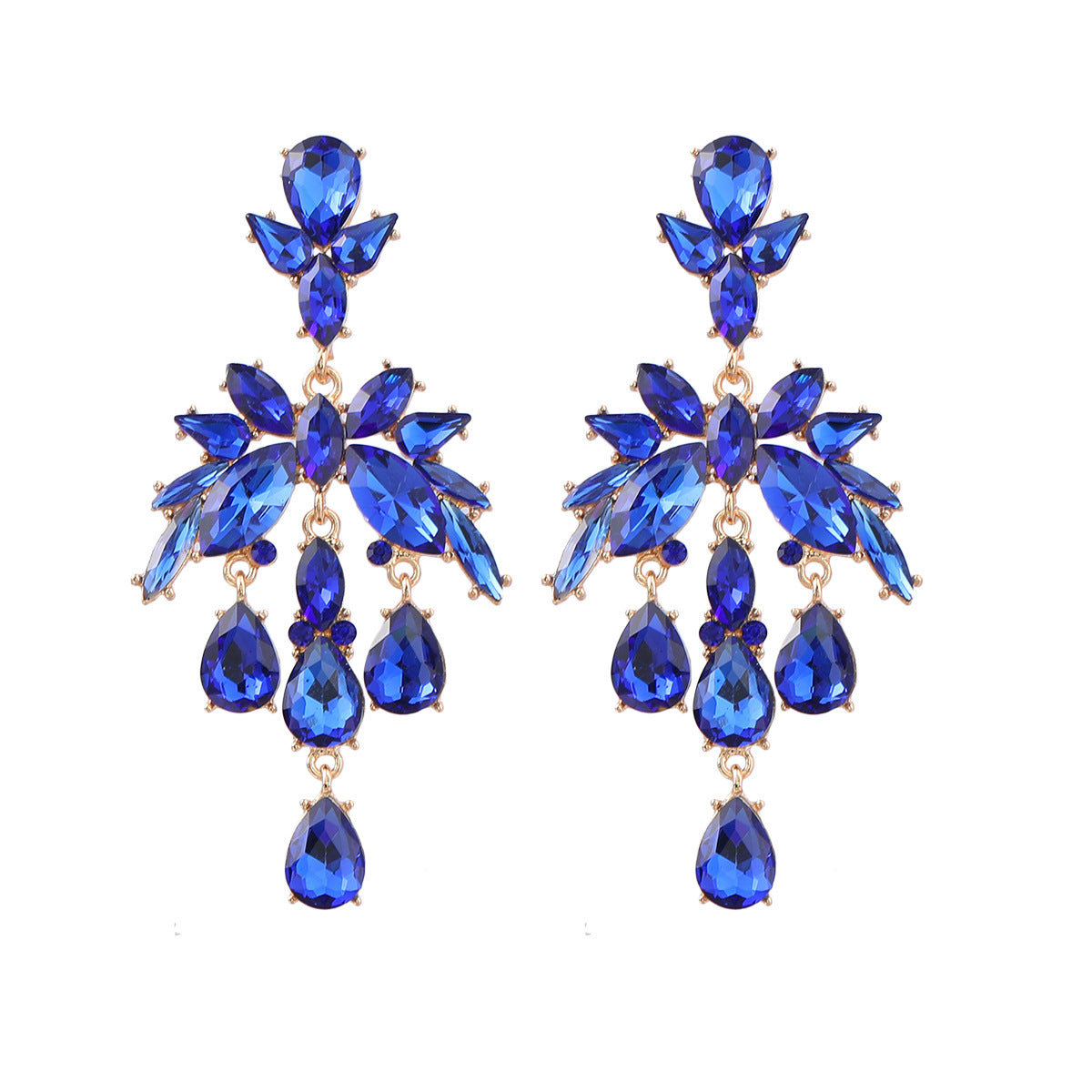 Women's Fashion Style Alloy Diamond Drop-shaped Glass Earrings