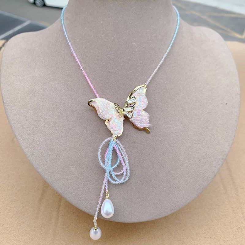 Women's Drop Tassel Pearl Double Layer Temperament Clavicle Chain Necklaces