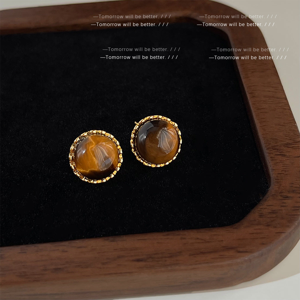 Women's Tigereye Niche Handmade French Entry Lux Earrings
