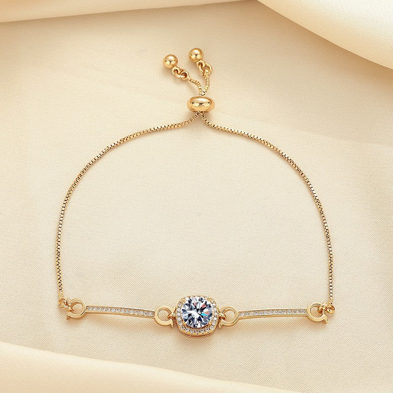 Women's Champagne Gold Zircon Temperament Wild Pull Bracelets