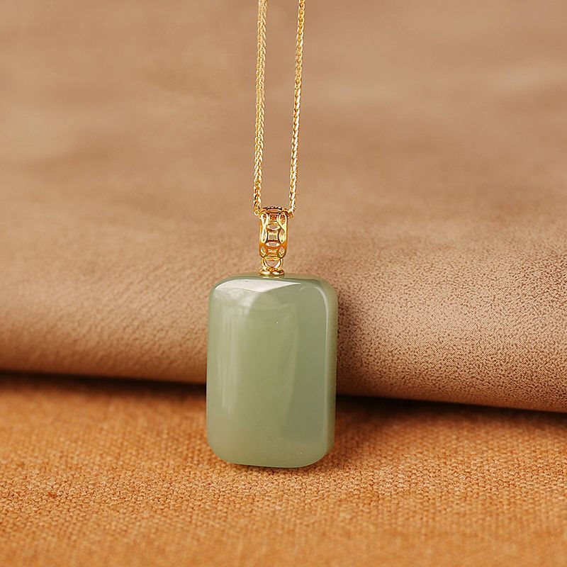 Women's White Square Lucky Titanium Steel Affordable Luxury Style High-grade Pendants