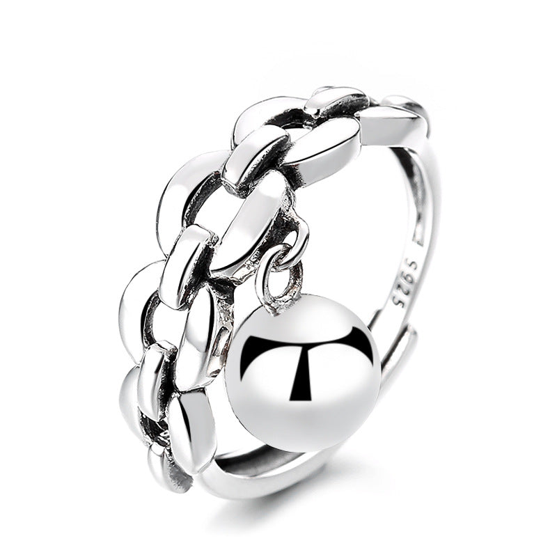 Trendy Sterling Sier Irregular Shape Stitching Rings