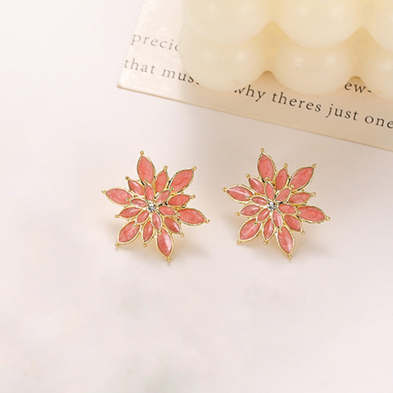 Women's Three-dimensional Flower Dripping Korean Style High Sense Sier Earrings