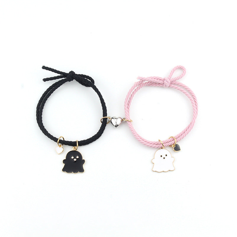 Love Heart Magnetic Couple Girlfriends Pair Of Suction Small Bracelets