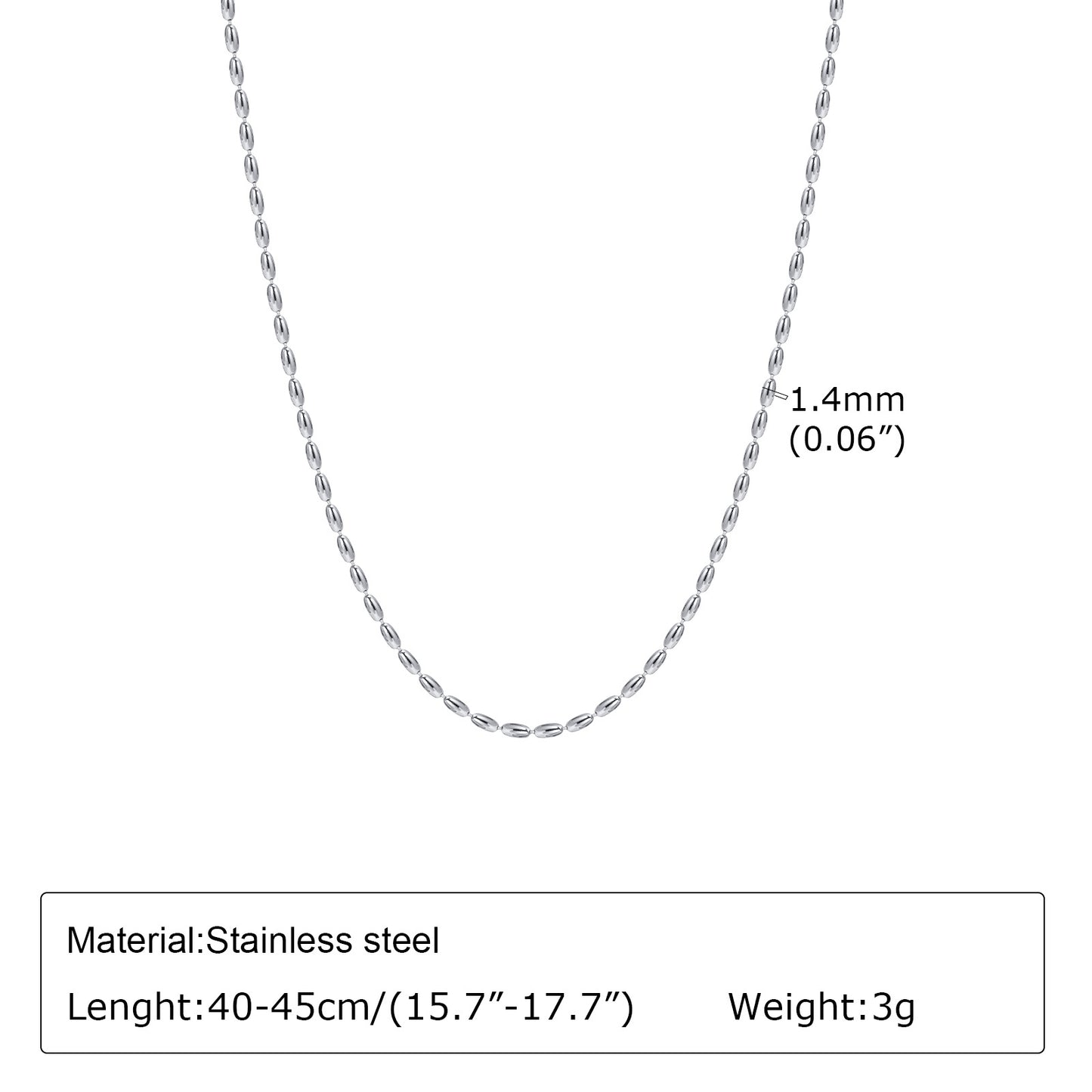 Women's Stainless Steel Beads Rugby Bead Simple Necklaces