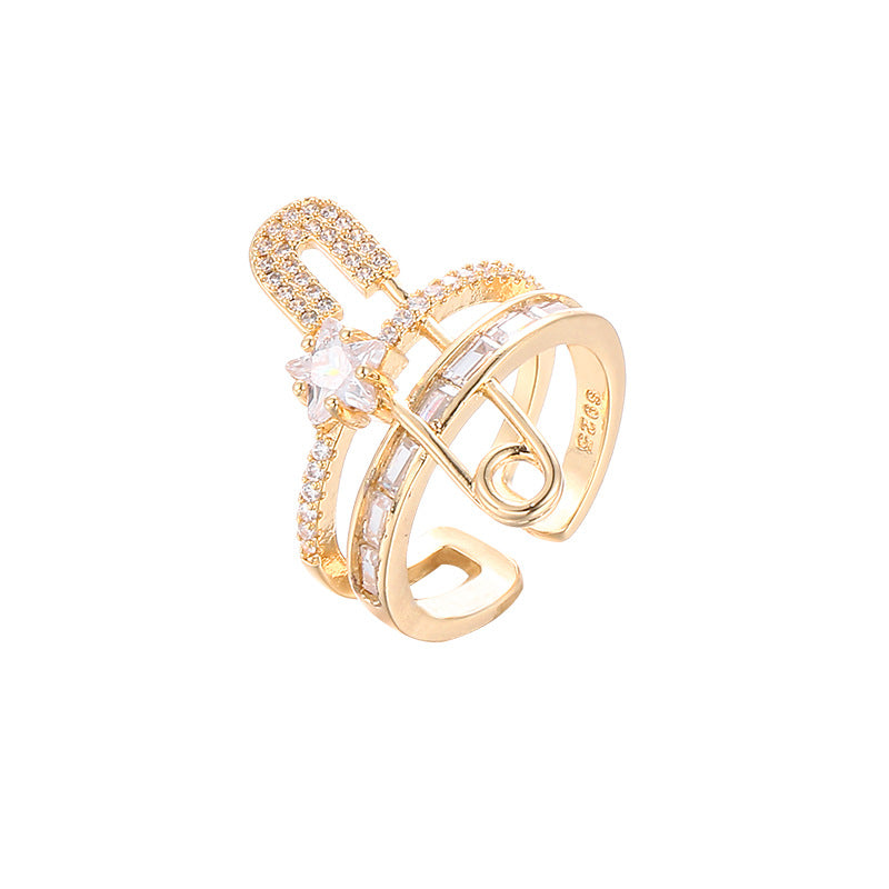 High-grade Pin Clip Exaggerated Open Index Rings