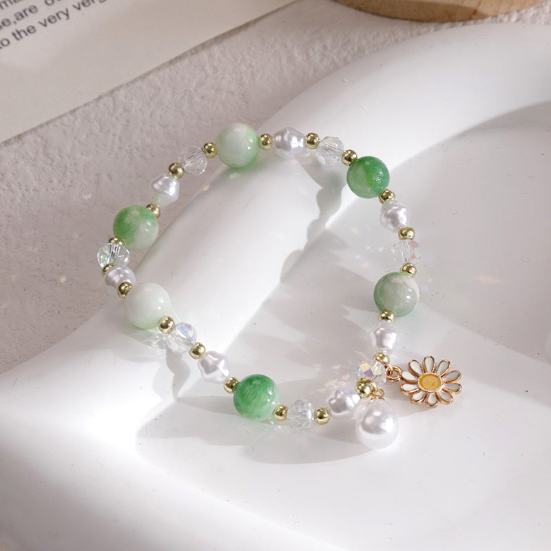 Clothing Glass Floral Beads Fresh Pastoral Tourist Attractions Elastic Bracelets