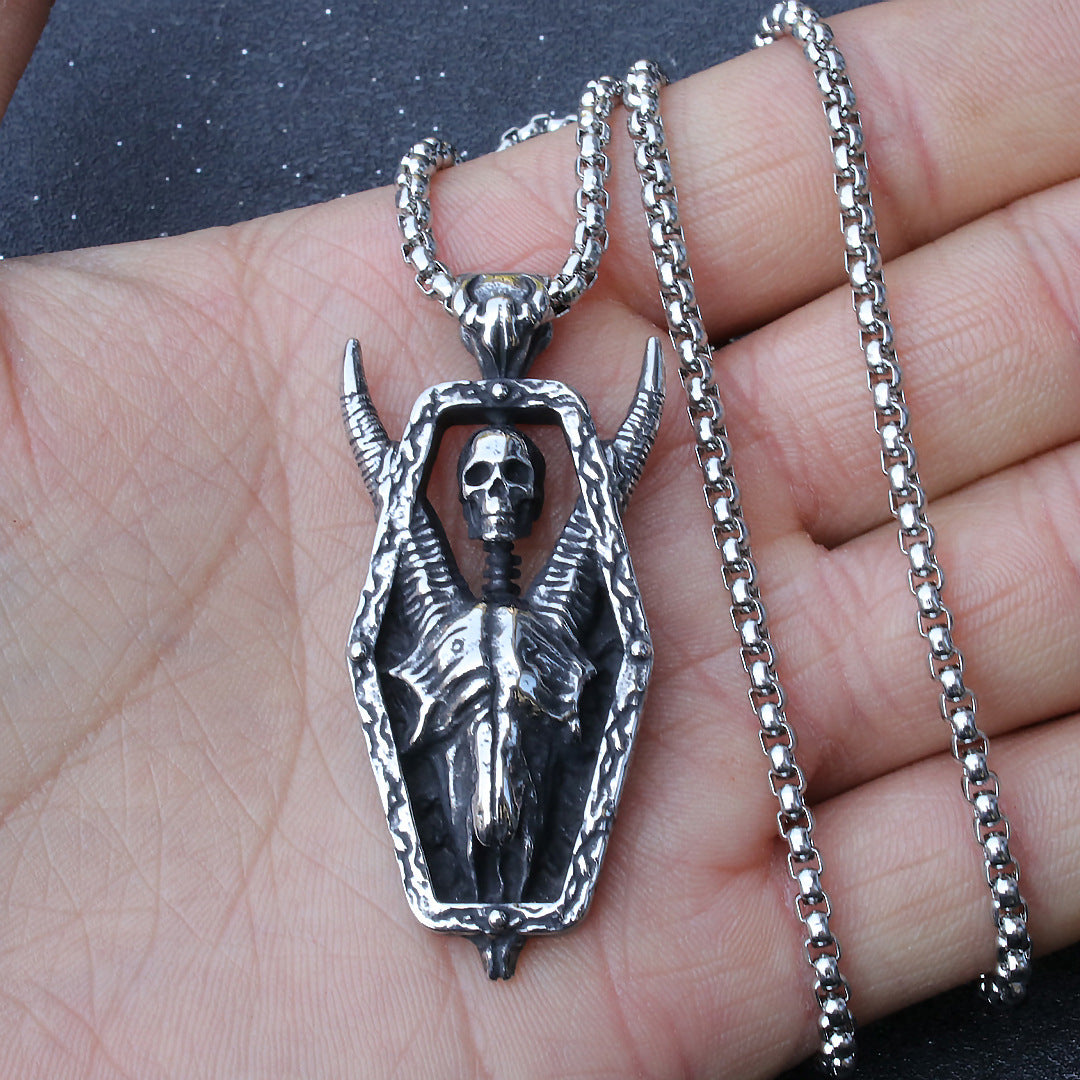 Stainless Steel Sheep Head Skull Punk Necklaces