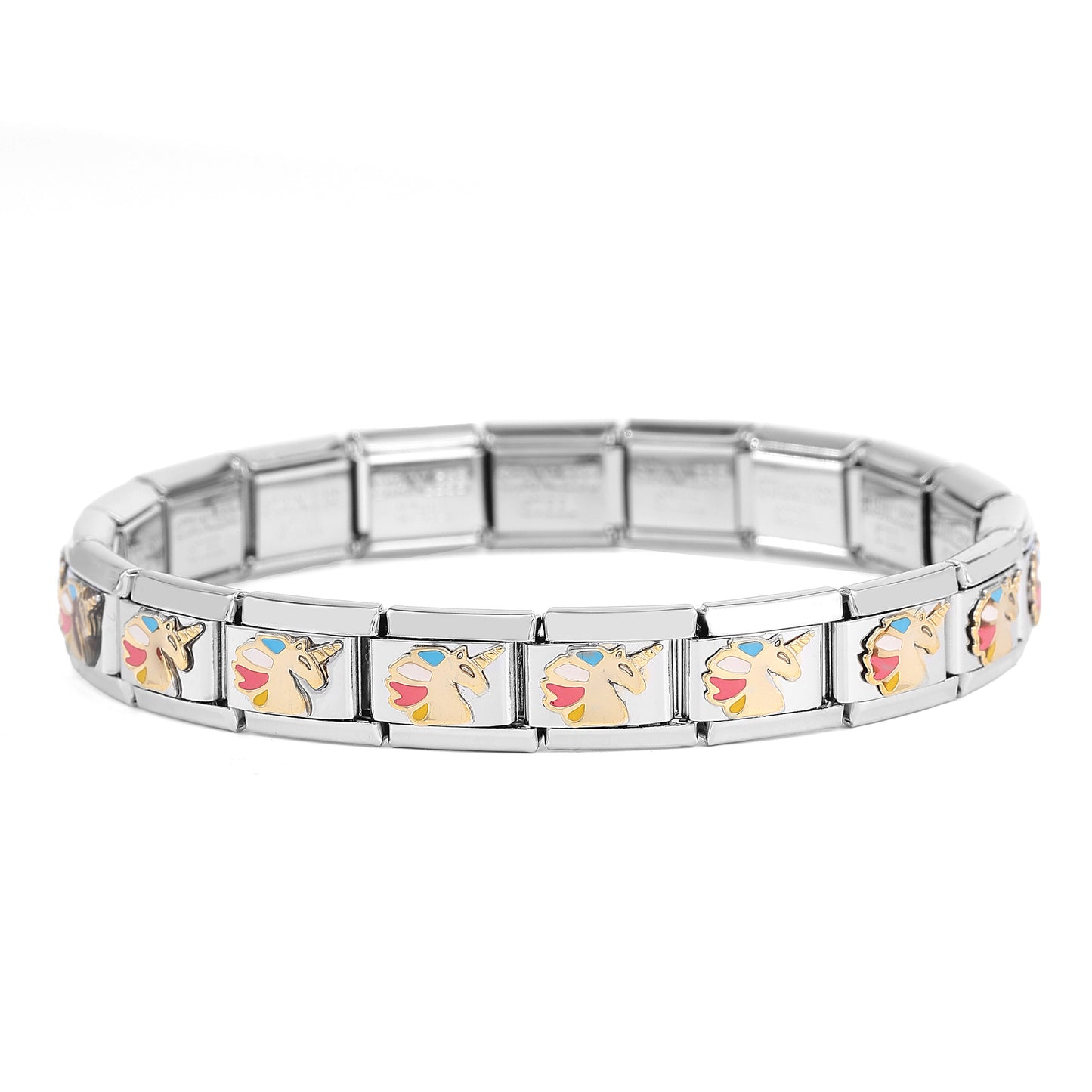 Fan-shaped Pink Peach Heart Single Stainless Bracelets