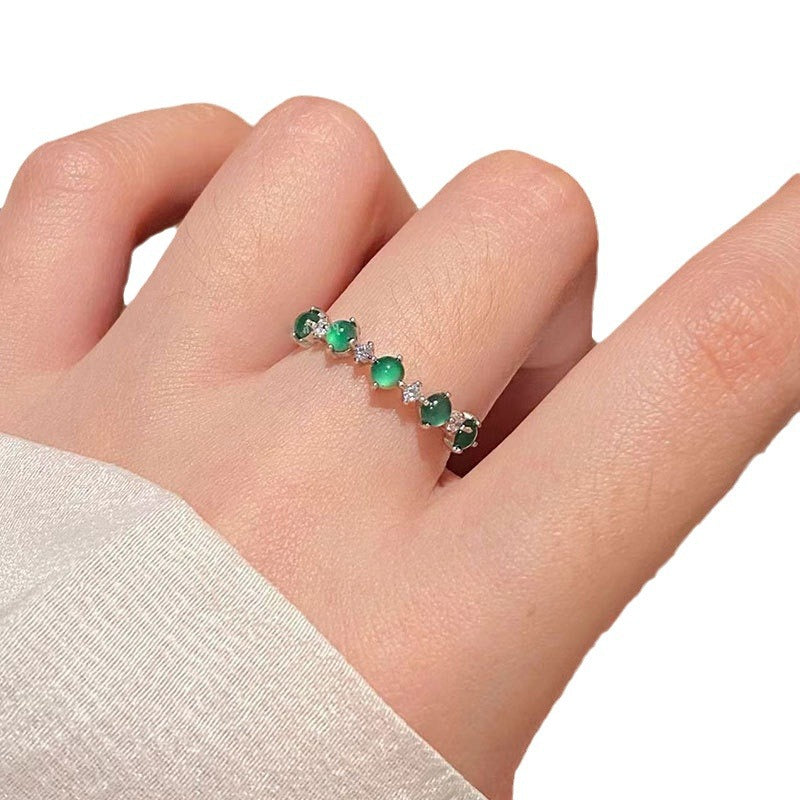 Feeling Chalcedony Gourd Water Drop Female Rings