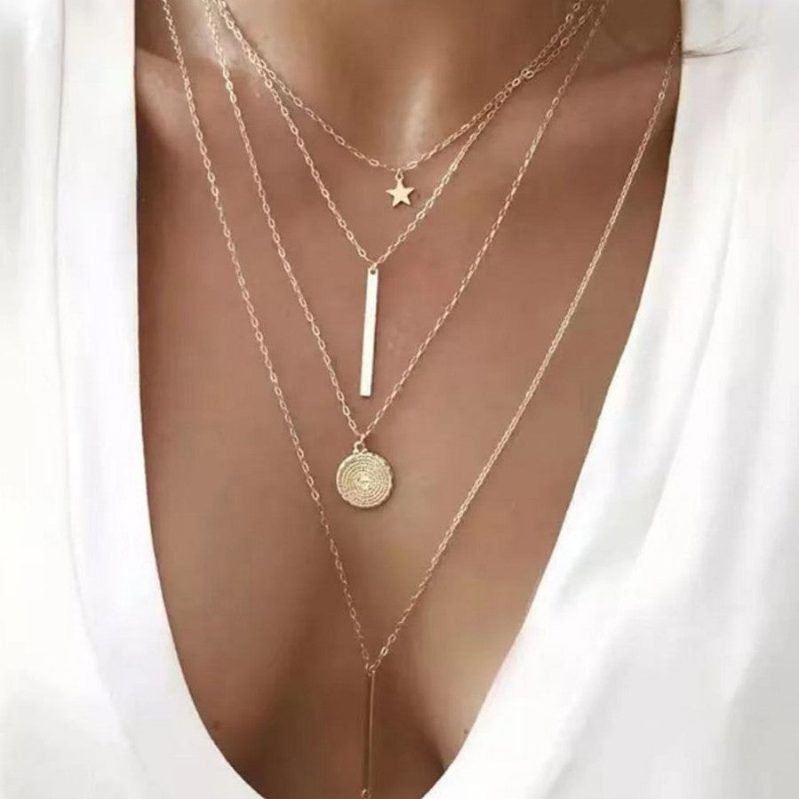 Graceful Personality Moon Asterism Double Layer Star Necklaces